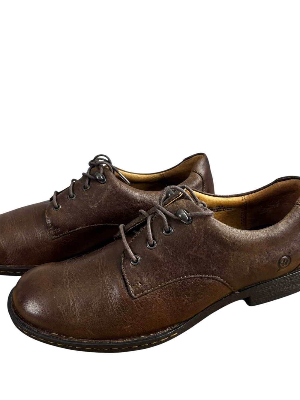 Born Brown Leather Lace-Up Oxford Shoes